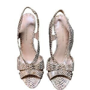 Anne Klein Snake Print Strappy Slingback Heels 6